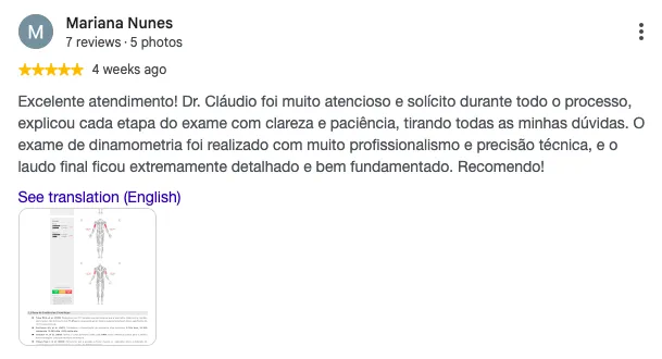 Avaliação de Mariana Nunes no Google, com cinco estrelas